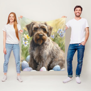 Wirehaired Pointing Griffon Easter Eggs Holiday Fleece Blanket