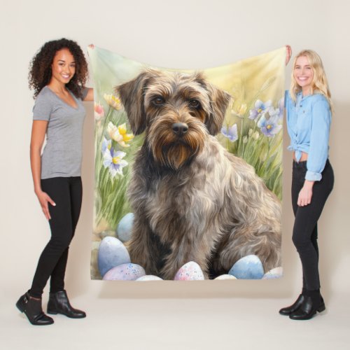 Wirehaired Pointing Griffon Easter Eggs Holiday Fleece Blanket