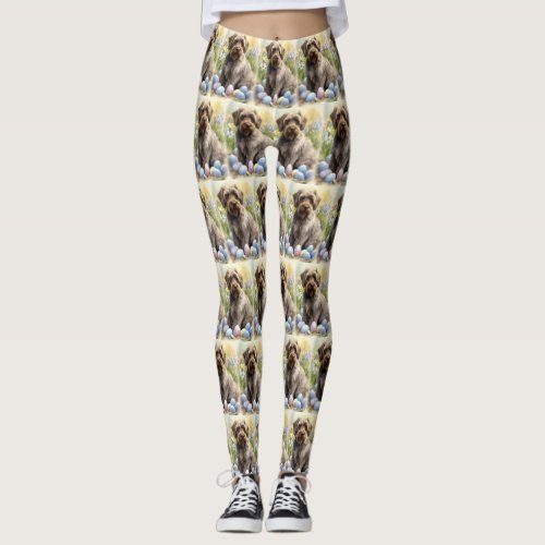 Wirehaired Pointing Griffon Easter Eggs Holiday Leggings