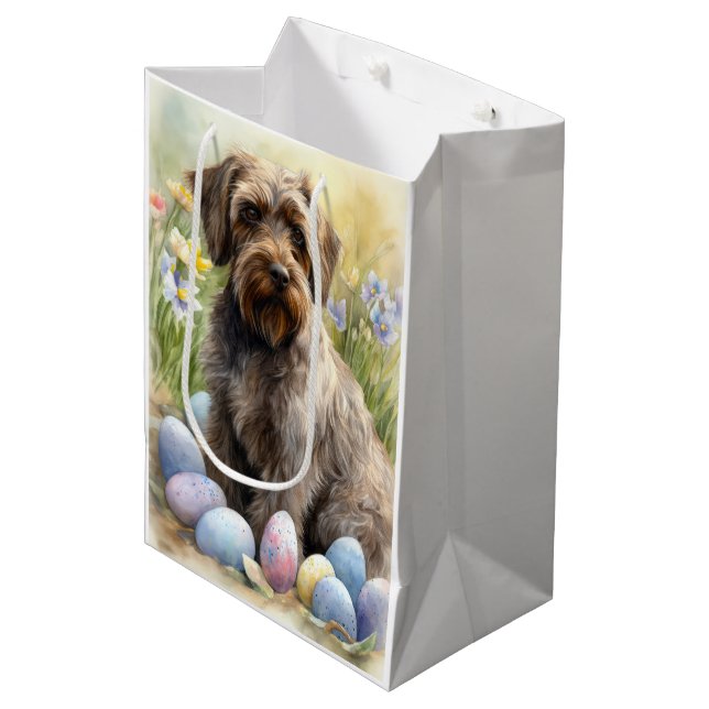 Wirehaired Pointing Griffon Easter Eggs Holiday Medium Gift Bag (Front Angled)
