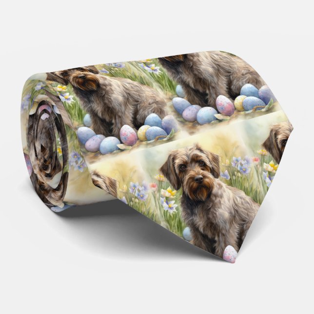 Wirehaired Pointing Griffon Easter Eggs Holiday Neck Tie (Rolled)