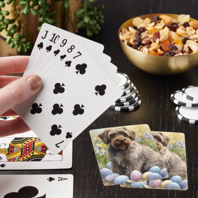 Wirehaired Pointing Griffon Easter Eggs Holiday Poker Cards (In Situ)