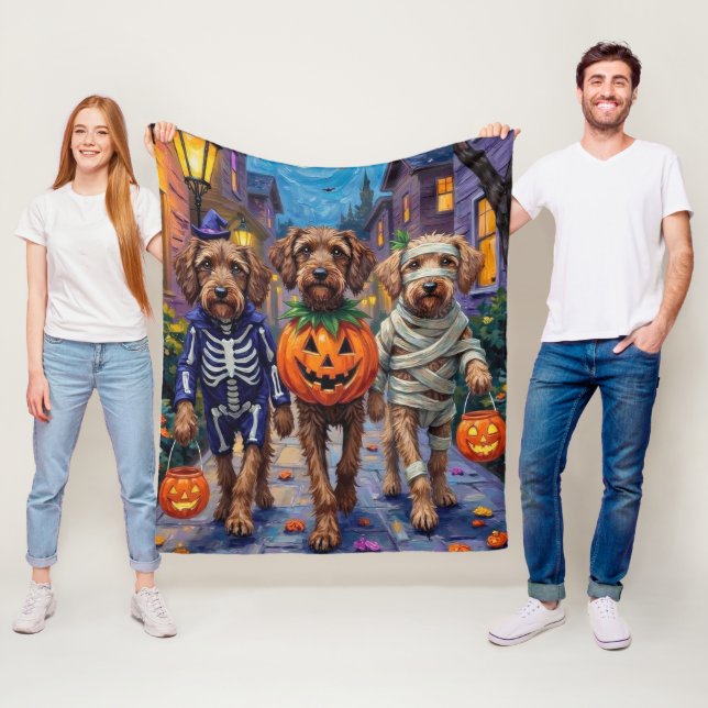 Wirehaired Pointing Griffon Halloween Costumes Fleece Blanket (In Situ)