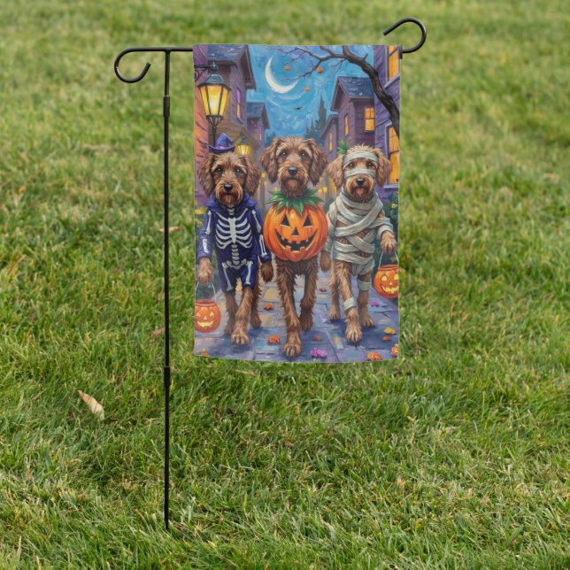 Wirehaired Pointing Griffon Halloween Costumes Garden Flag (In SItu)