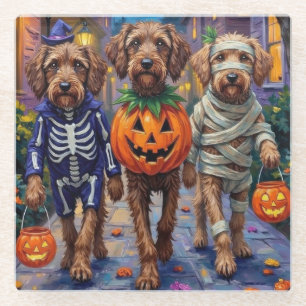 Wirehaired Pointing Griffon Halloween Costumes Glass Coaster