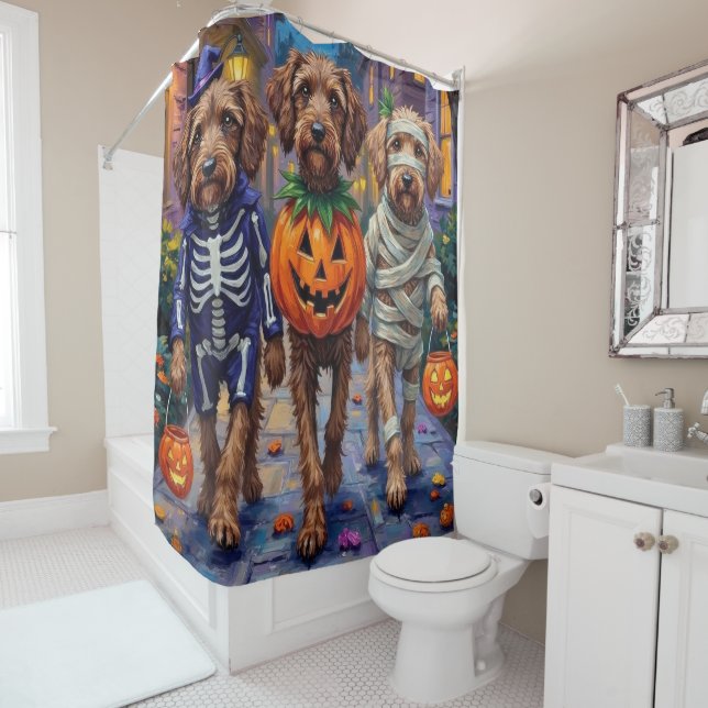 Wirehaired Pointing Griffon Halloween Costumes Shower Curtain (In Situ)