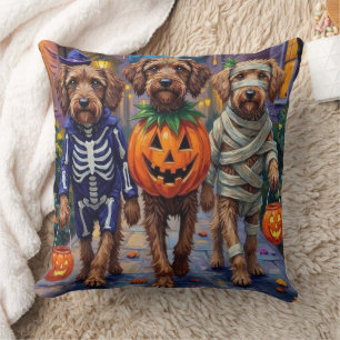 Wirehaired Pointing Griffon Halloween Costumes Throw Pillow