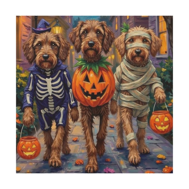 Wirehaired Pointing Griffon Halloween Costumes Wood Wall Art (Front)