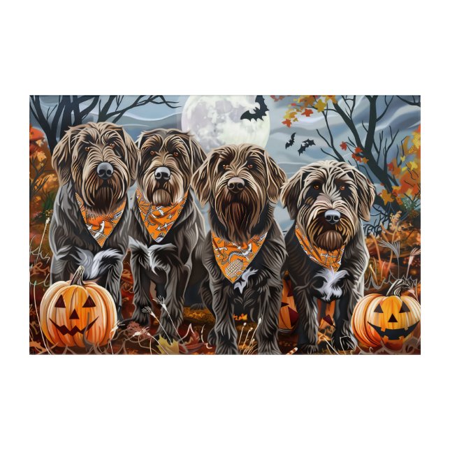 Wirehaired Pointing Griffon Halloween Spooky Acrylic Print (Front)