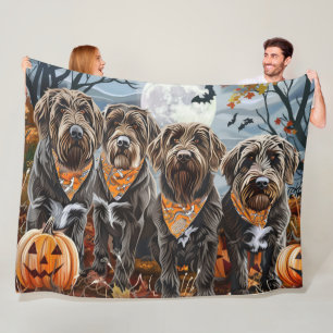 Wirehaired Pointing Griffon Halloween Spooky Fleece Blanket