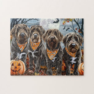 Wirehaired Pointing Griffon Halloween Spooky Jigsaw Puzzle