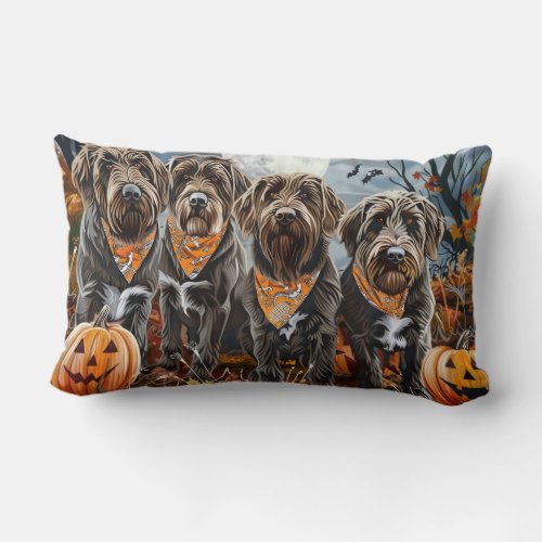 Wirehaired Pointing Griffon Halloween Spooky Lumbar Pillow