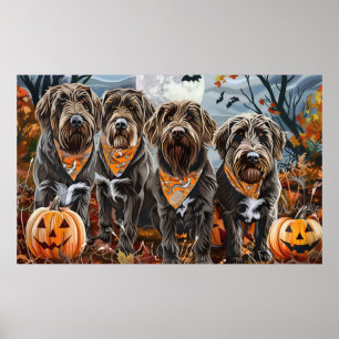 Wirehaired Pointing Griffon Halloween Spooky Poster