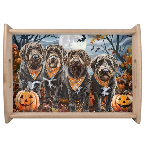 Wirehaired Pointing Griffon Halloween Spooky Serving Tray