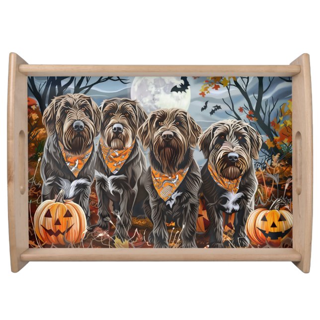 Wirehaired Pointing Griffon Halloween Spooky Serving Tray (Front)