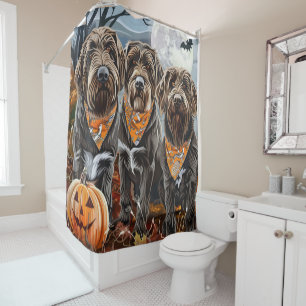 Wirehaired Pointing Griffon Halloween Spooky Shower Curtain
