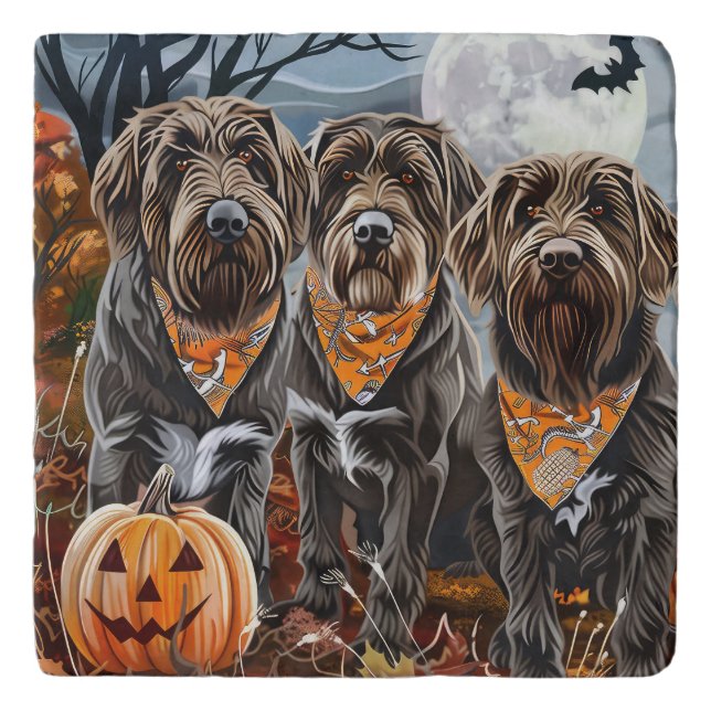Wirehaired Pointing Griffon Halloween Spooky Trivet (Front)