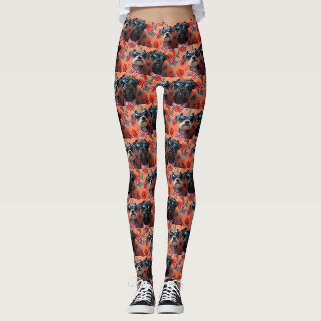 Wirehaired Pointing Griffon Heart Valentine's Day Leggings (Front)