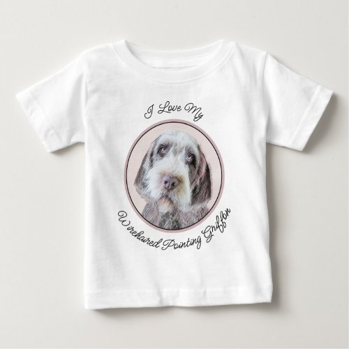 Wirehaired Pointing Griffon Painting _ Dog Art Baby T_Shirt