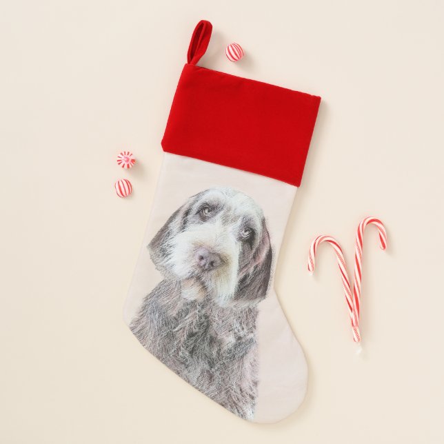 Wirehaired Pointing Griffon Painting - Dog Art Christmas Stocking (Front)