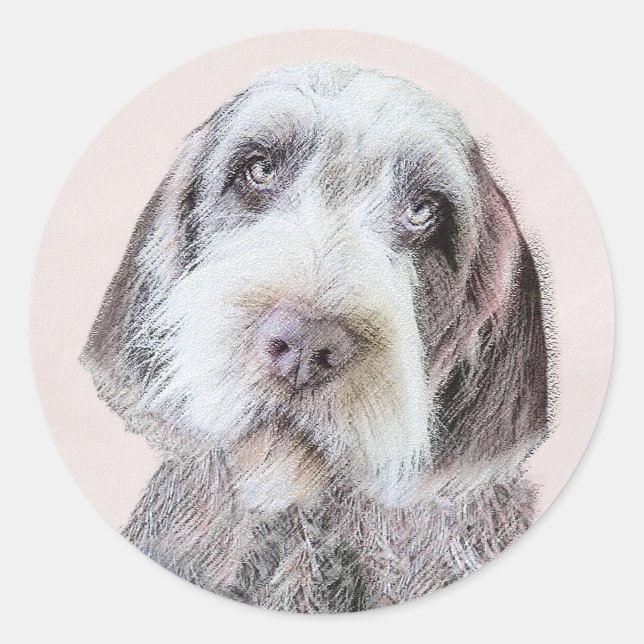 Wirehaired Pointing Griffon Painting - Dog Art Classic Round Sticker (Front)