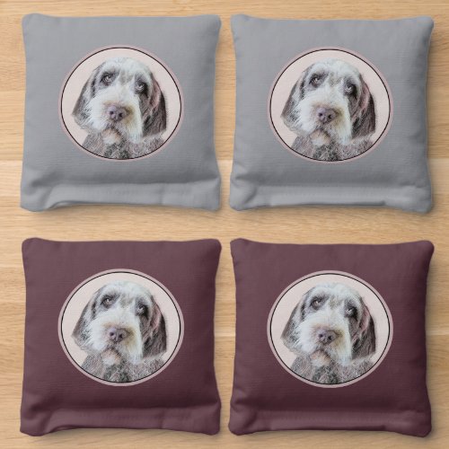 Wirehaired Pointing Griffon Painting _ Dog Art Cornhole Bags