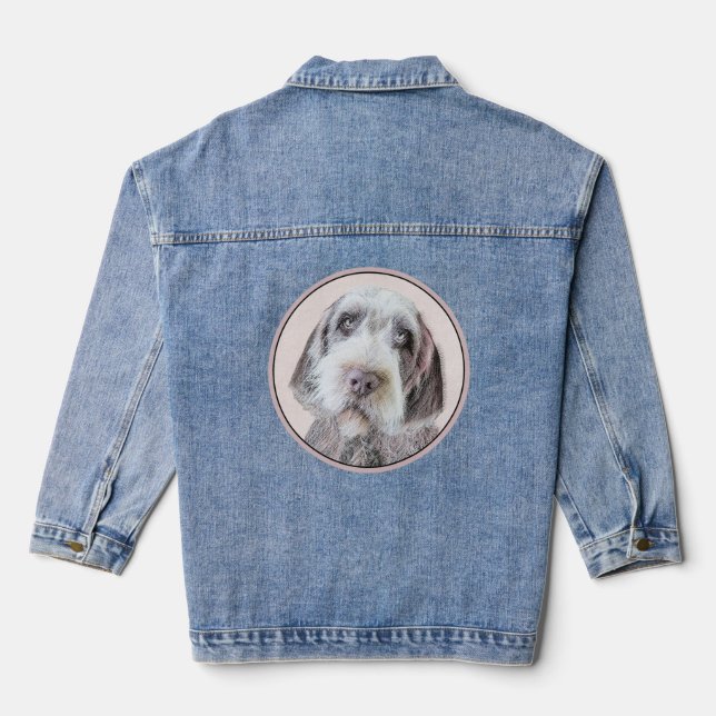 Wirehaired Pointing Griffon Painting - Dog Art Denim Jacket (Back)
