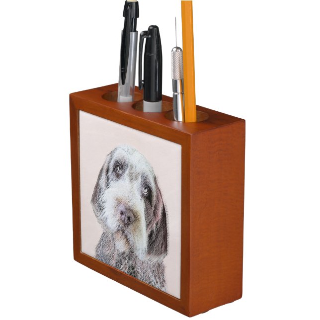 Wirehaired Pointing Griffon Painting - Dog Art Desk Organizer (In Situ)