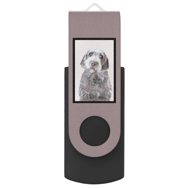 Wirehaired Pointing Griffon Painting - Dog Art Flash Drive (Back (Vertical))