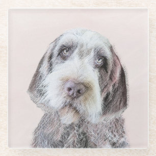 Wirehaired Pointing Griffon Painting - Dog Art Glass Coaster