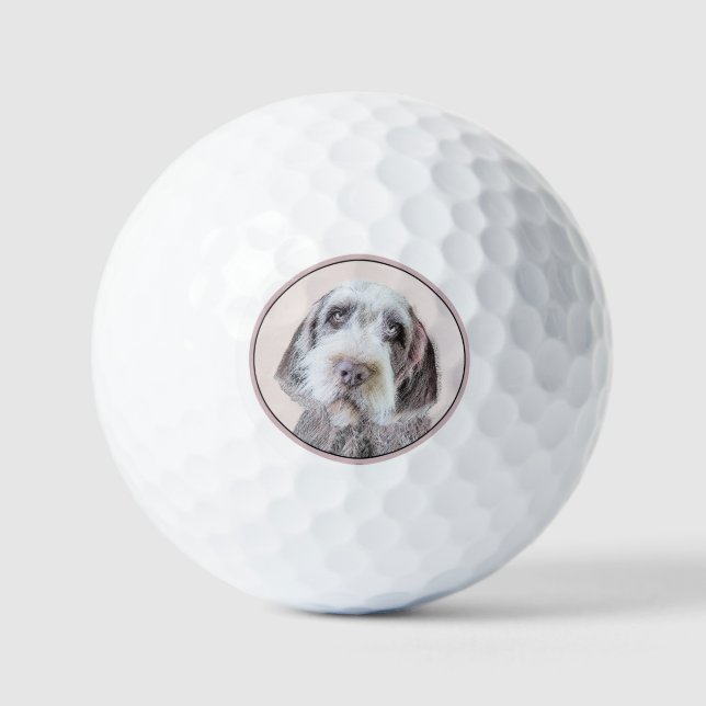 Wirehaired Pointing Griffon Painting - Dog Art Golf Balls (Front)