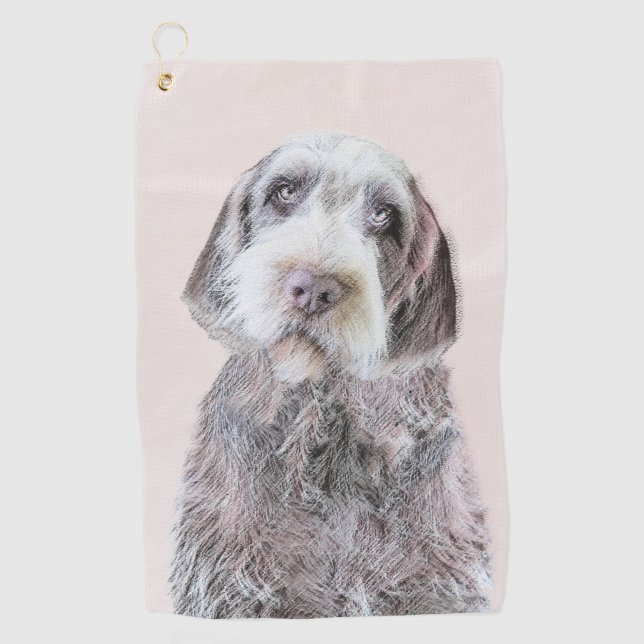 Wirehaired Pointing Griffon Painting - Dog Art Golf Towel (Front)