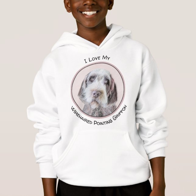 Wirehaired Pointing Griffon Painting - Dog Art Hoodie (Front)