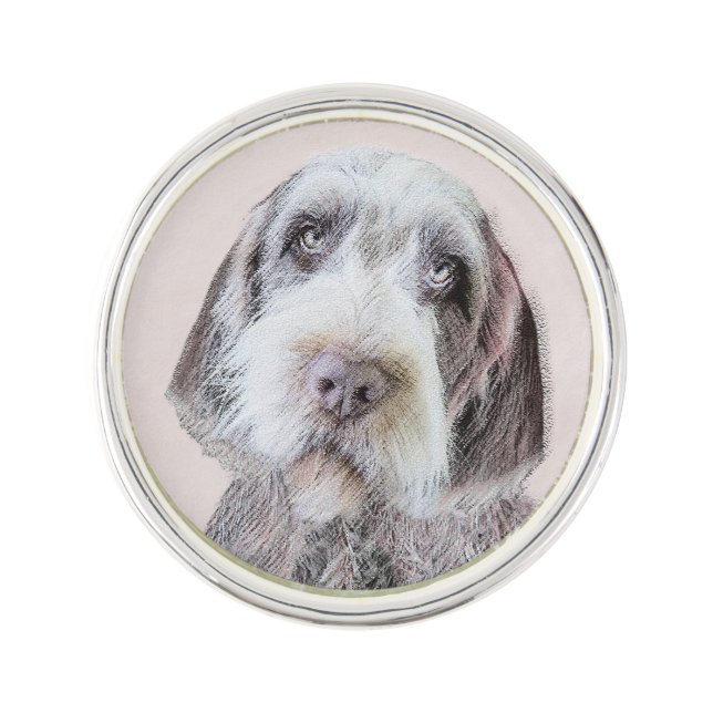 Wirehaired Pointing Griffon Painting - Dog Art Lapel Pin (Front)
