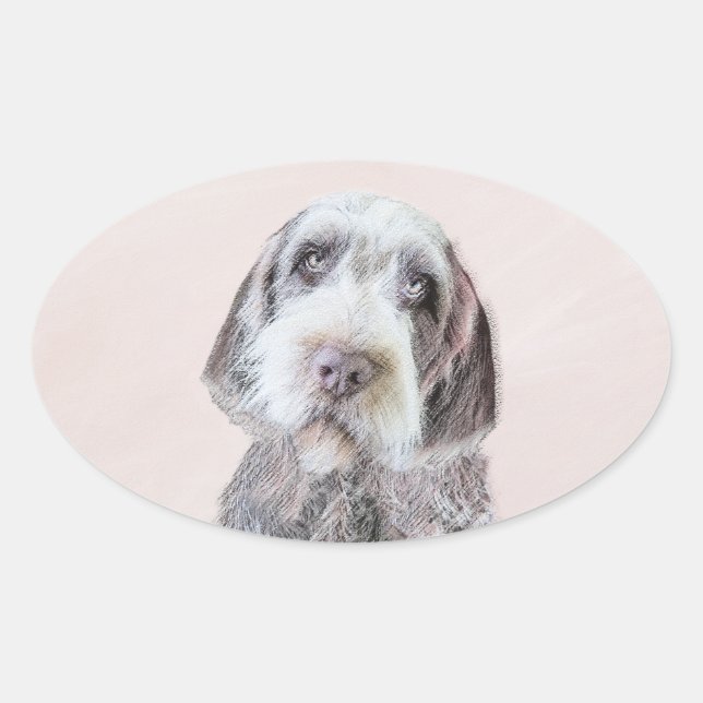 Wirehaired Pointing Griffon Painting - Dog Art Oval Sticker (Front)