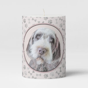 Wirehaired Pointing Griffon Painting - Dog Art Pillar Candle
