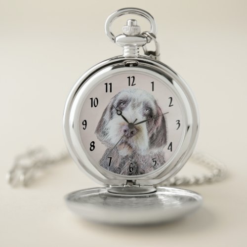Wirehaired Pointing Griffon Painting _ Dog Art Pocket Watch