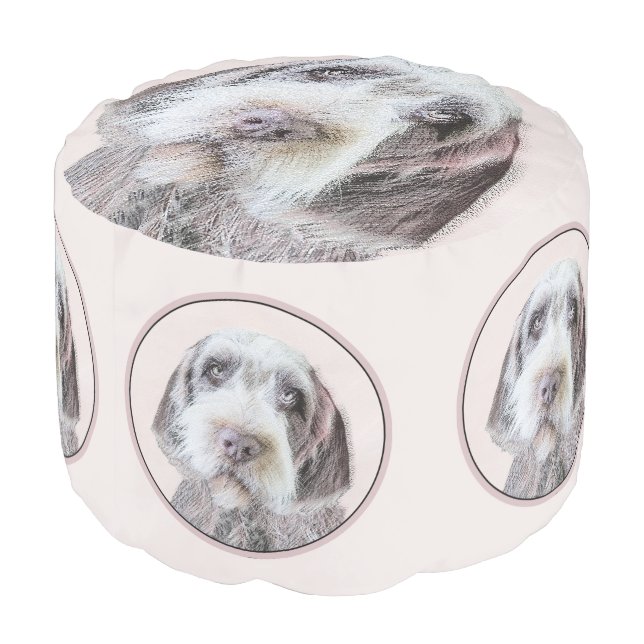 Wirehaired Pointing Griffon Painting - Dog Art Pouf (Angled Back)