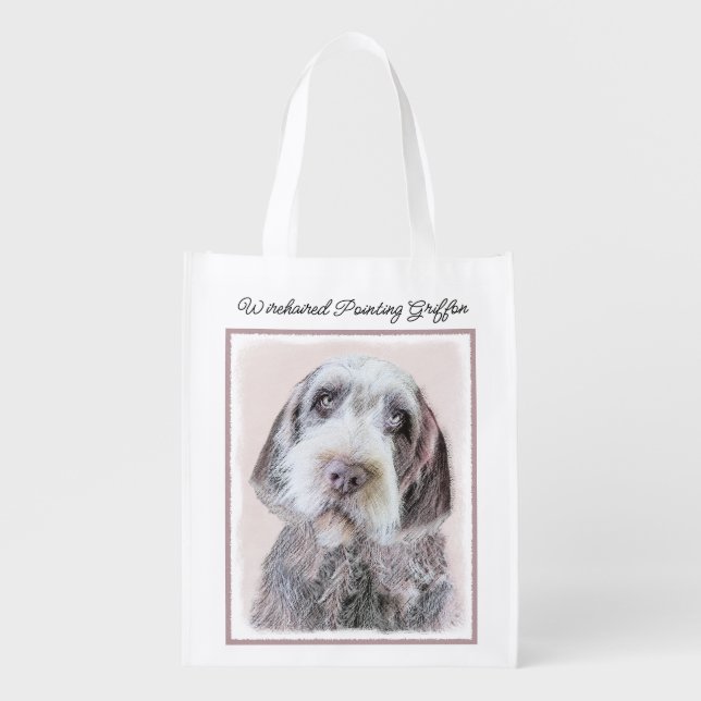 Wirehaired Pointing Griffon Painting - Dog Art Reu Grocery Bag (Front)
