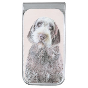 Wirehaired Pointing Griffon Painting - Dog Art Silver Finish Money Clip