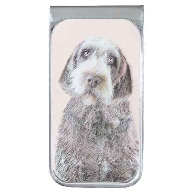 Wirehaired Pointing Griffon Painting - Dog Art Silver Finish Money Clip (Front Vertical)