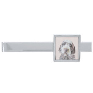 Wirehaired Pointing Griffon Painting - Dog Art Silver Finish Tie Bar