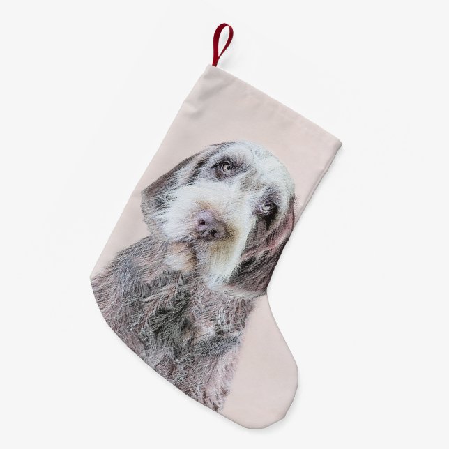 Wirehaired Pointing Griffon Painting - Dog Art Small Christmas Stocking (Front (Hanging))