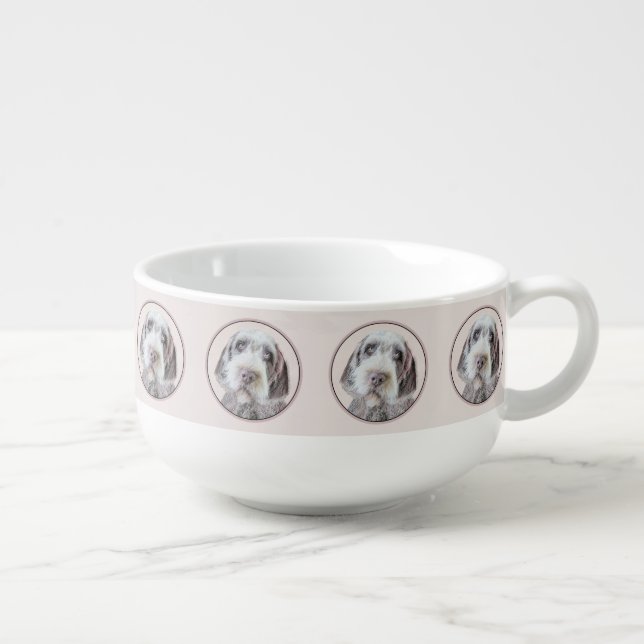 Wirehaired Pointing Griffon Painting - Dog Art Soup Mug (Left)