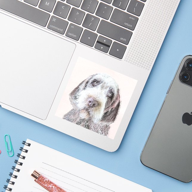 Wirehaired Pointing Griffon Painting - Dog Art Sticker (Laptop w/ iPhone)