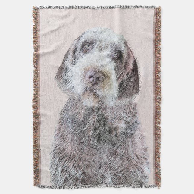 Wirehaired Pointing Griffon Painting - Dog Art Throw Blanket (Front Vertical)