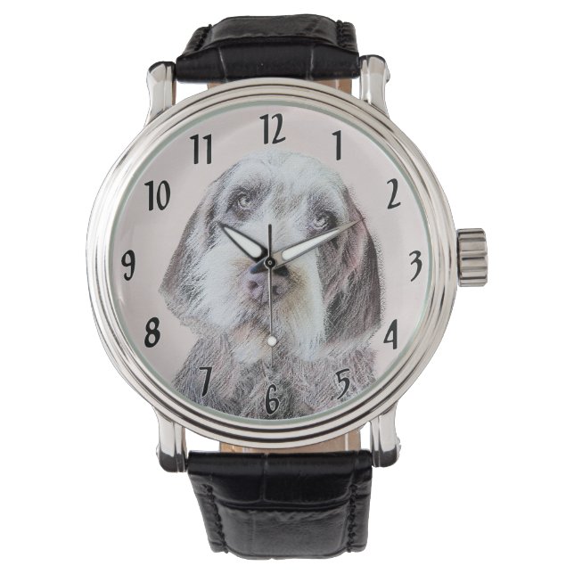 Wirehaired Pointing Griffon Painting - Dog Art Watch (Front)