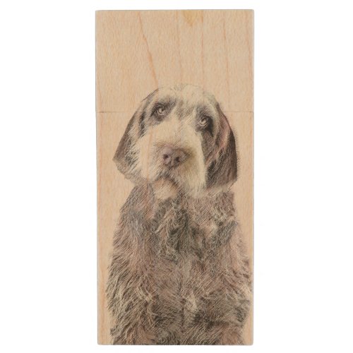 Wirehaired Pointing Griffon Painting _ Dog Art Wood Flash Drive