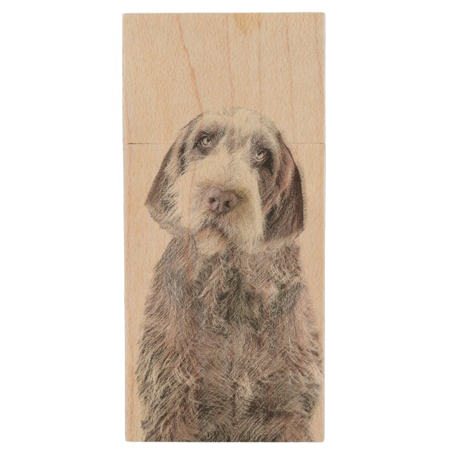 Wirehaired Pointing Griffon Painting - Dog Art Wood Flash Drive (Front Vertical)