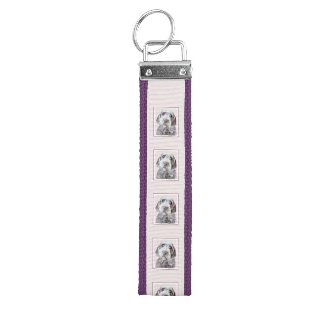 Wirehaired Pointing Griffon Painting - Dog Art Wrist Keychain (Keys on Top)